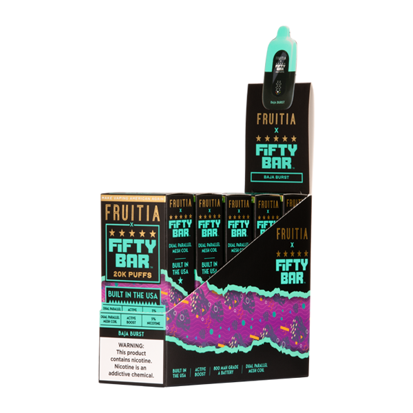 5 Pack of Baja Burst FRUITIA X Fifty Bar Vape