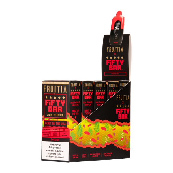 5 Pack of Swedish Fish FRUITIA X Fifty Bar 20K Vape