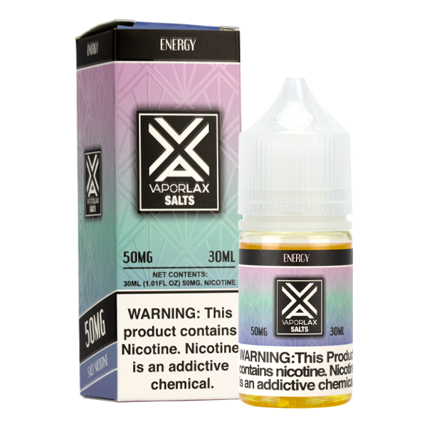 Energy drink flavored vape juice, made by VaporLax with smooth nicotine salts