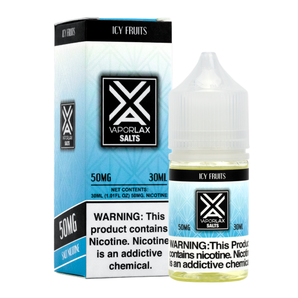 Icy Fruits by VaporLax Salts is a fruity yet mentholated vape juice, blended with nicotine salts